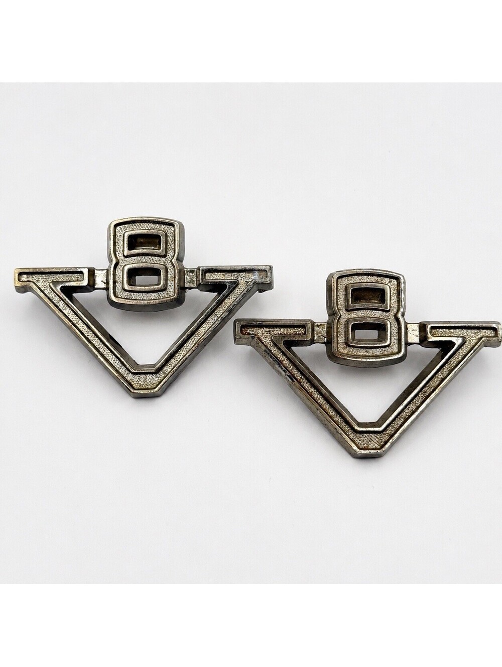 Rare V8 Mack Truck Emblem Vintage Trim Badge OEM Set Of 2 Part # 27RU2138